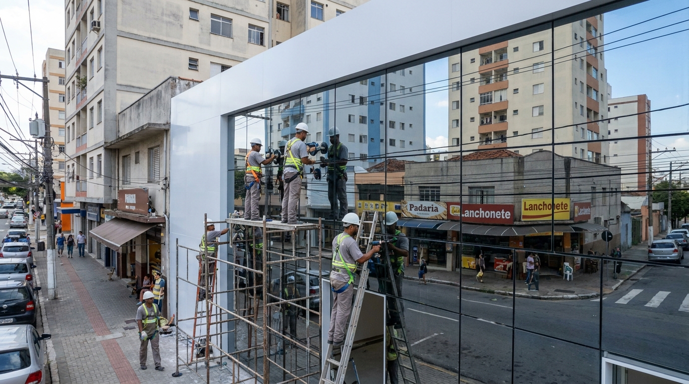 Fachada espelhada em esquina em Niterói-RJ